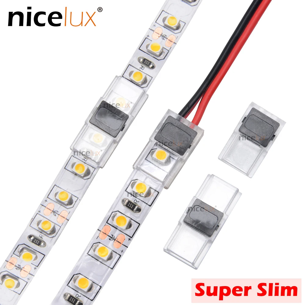

5pcs/lot 3528 5050 2pin LED Strip Connector for 8mm 10mm IP20 LED Strip to Wire to Strip Power Use Welding Free Quickly Connect