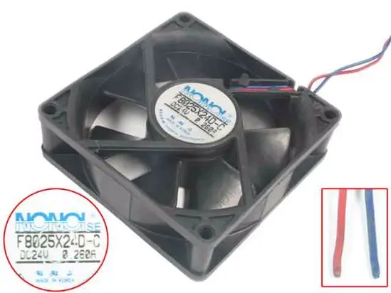 NONOISE F8025X24D Сервер охлаждающий вентилятор DC 24V 0.260A 80x80x25 мм 2 провод|fan dc|square fandc 24v fan |