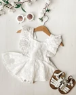 Комбинезон детский, из 2 предметов, кружевной, с оборками, однотонный, белый, лето 2021