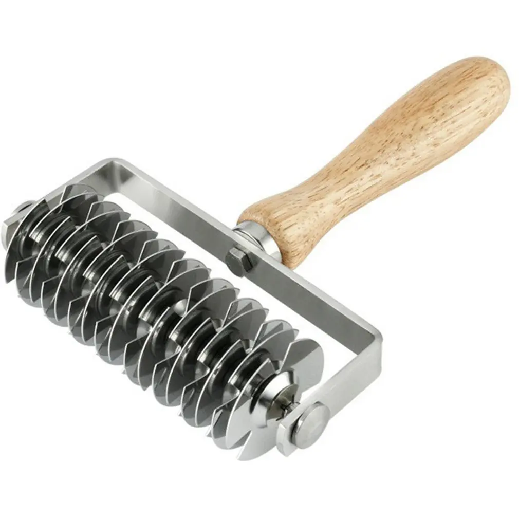 

Baking Tools Stainless Steel Wooden Handle Pizza Roller Cookie Cake Roller Dough Grid Pulling Knife Baking Tool