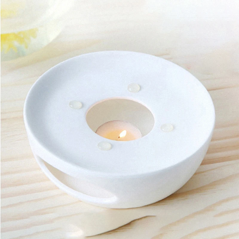 

White Ceramic Teapot Base Warmer European Style Modern Teapot Trivets Candle Warmer Chauffe Plat Bougie Tea Candle Holder JD50DZ