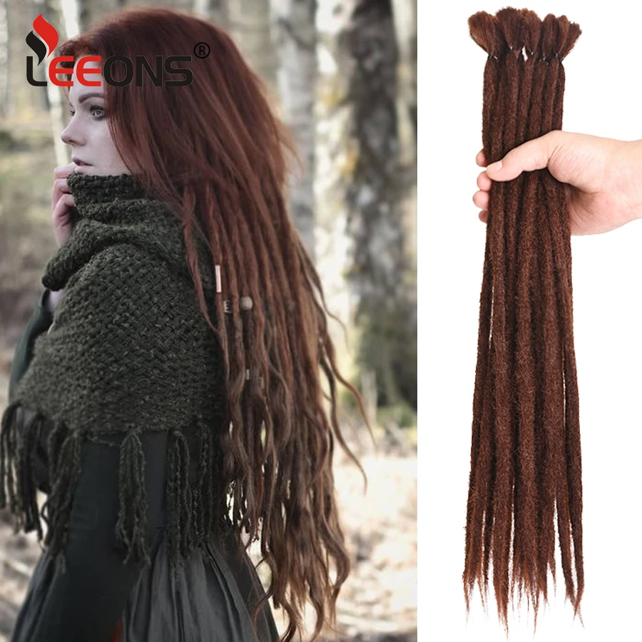 Leeons-extensiones de rastas hechas a mano, pelo de Reggae de 20 pulgadas, trenzas suaves de