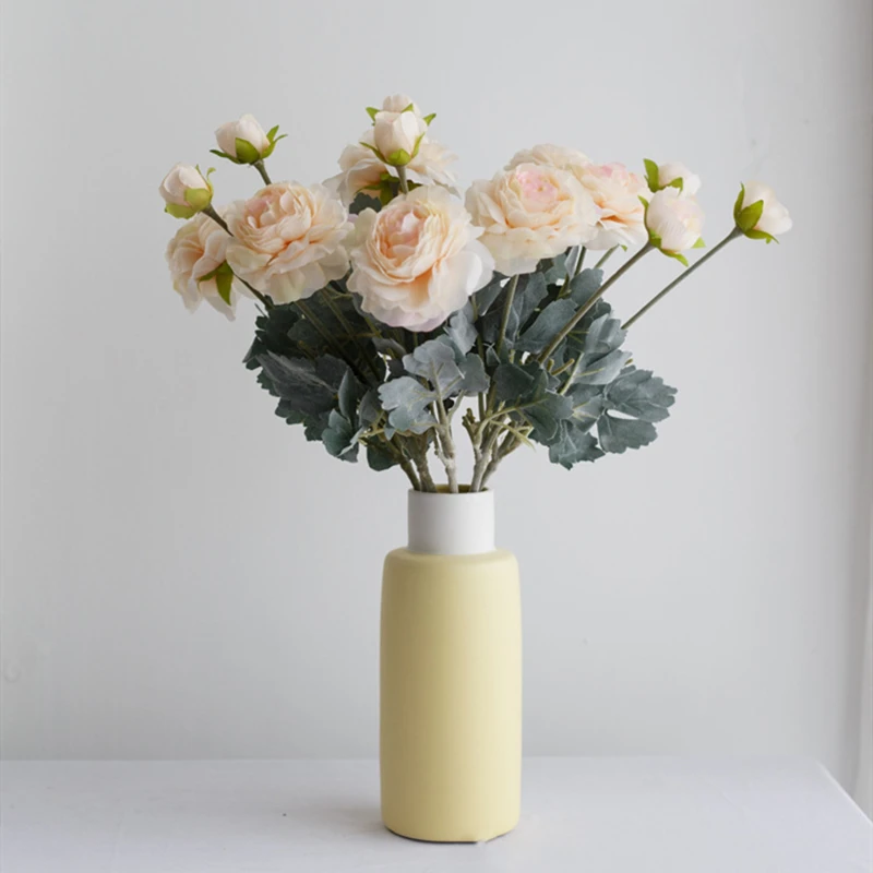 Искусственные цветы 2 головы Шелковый цветок пион свадебный букет ранункулус