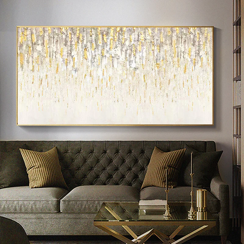

Oil Painting Hand-painted Banner Gold Foil Star Living Room Wall Art Decorative Painting Restaurant Bedroom Hanging Painting