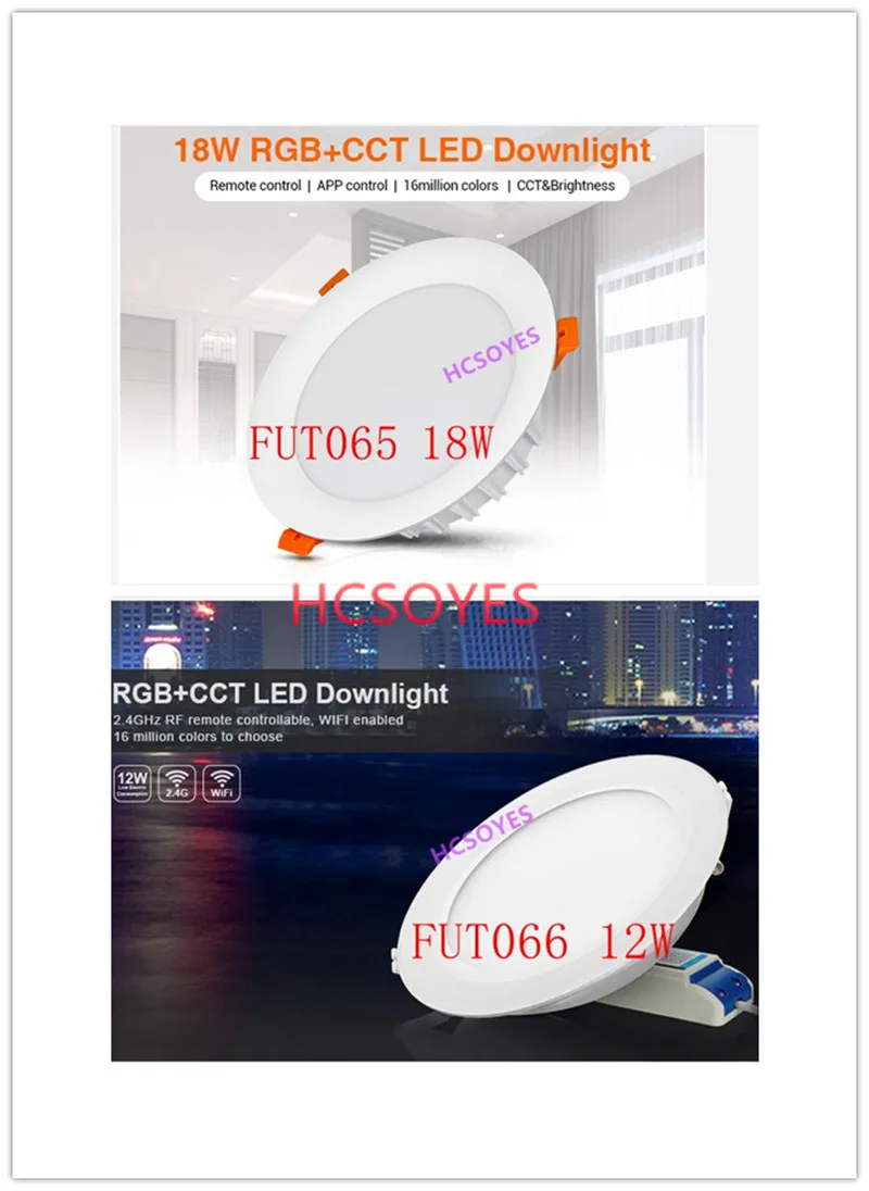Milight FUT065 FUT066/12 Вт 18 Вт Светодиодный светильник RGB+ CCT AC110 220 В Регулируемая яркость беспроводной wifi приложение управление AC100-240V