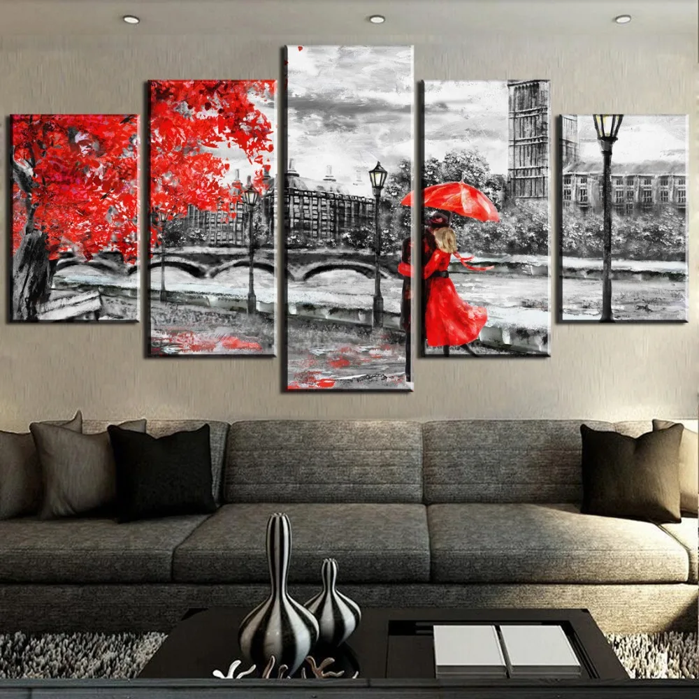 

5 Pcs Diamond Painting mosaic Full Embroidery London Love red umbrella 5D diy diamond Pictures full Square Round Drill FS54