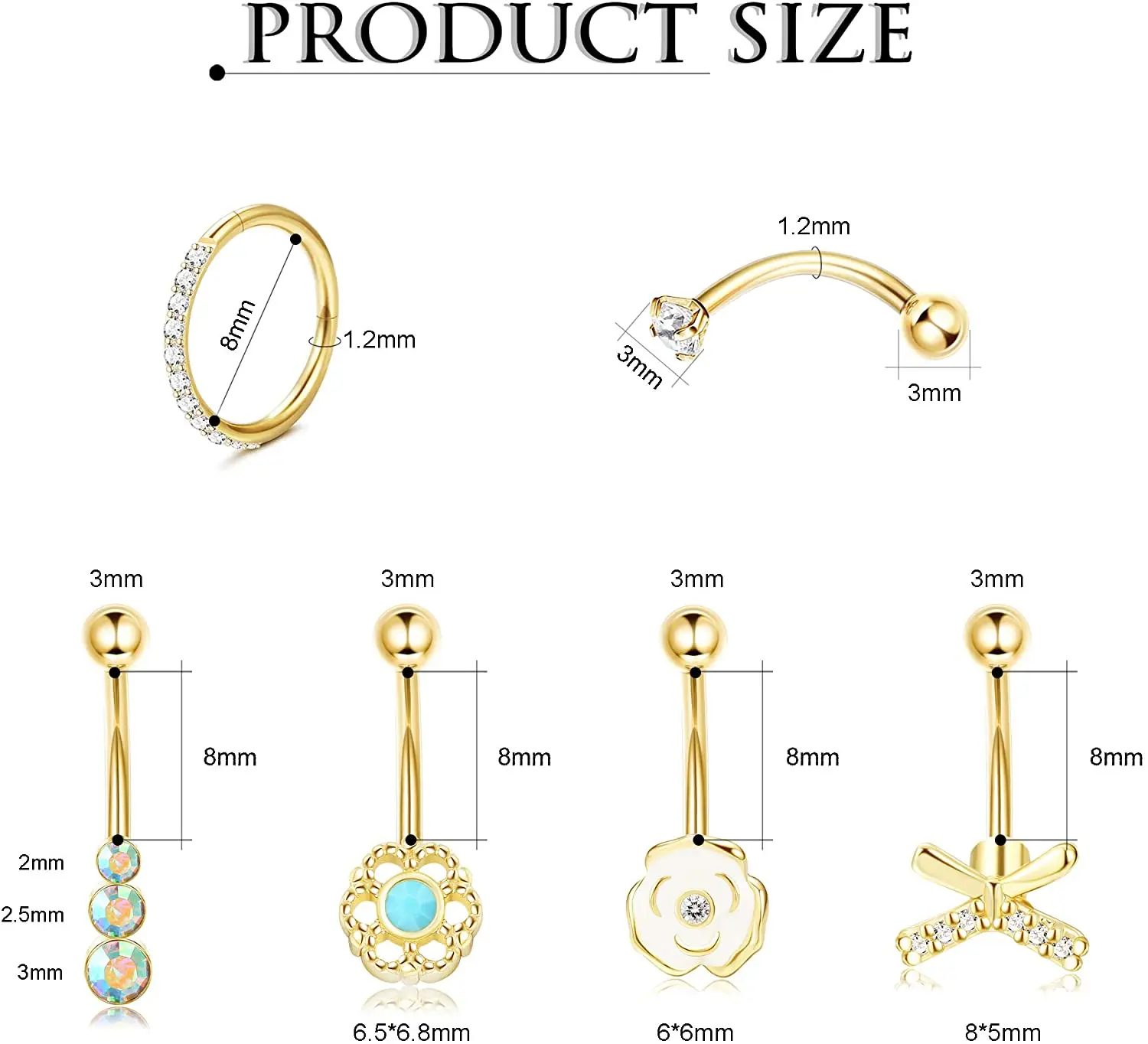 Серьги-гвоздики из нержавеющей стали для пирсинга бровей ювелирные украшения