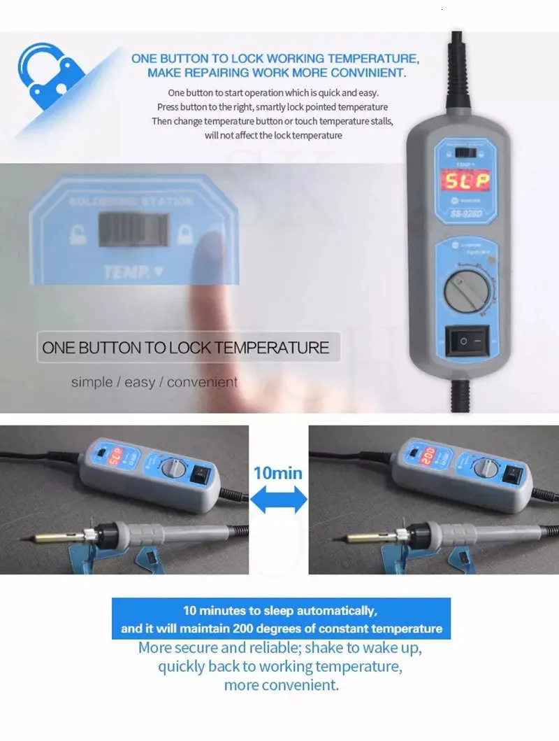 Sunshine SS-928D 65 Вт Интеллектуальный точный дисплей термостат Электрический паяльник мощность паяльник ремонт сварочный набор