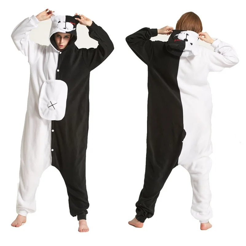 

Kigurumi Bear Animal Monokuma Long Sleeve Hooded Onsie kegurumi Men Women Onesies For Adults Whole Animal Pajamas Onepiece