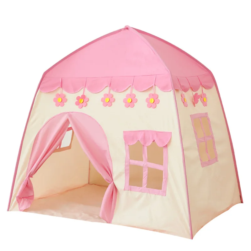 

Play house Tent Children Birthday Gift Pink Flowers House Kids Tent Indoor Outdoor Castle Play Wigwam Baby Princess Game