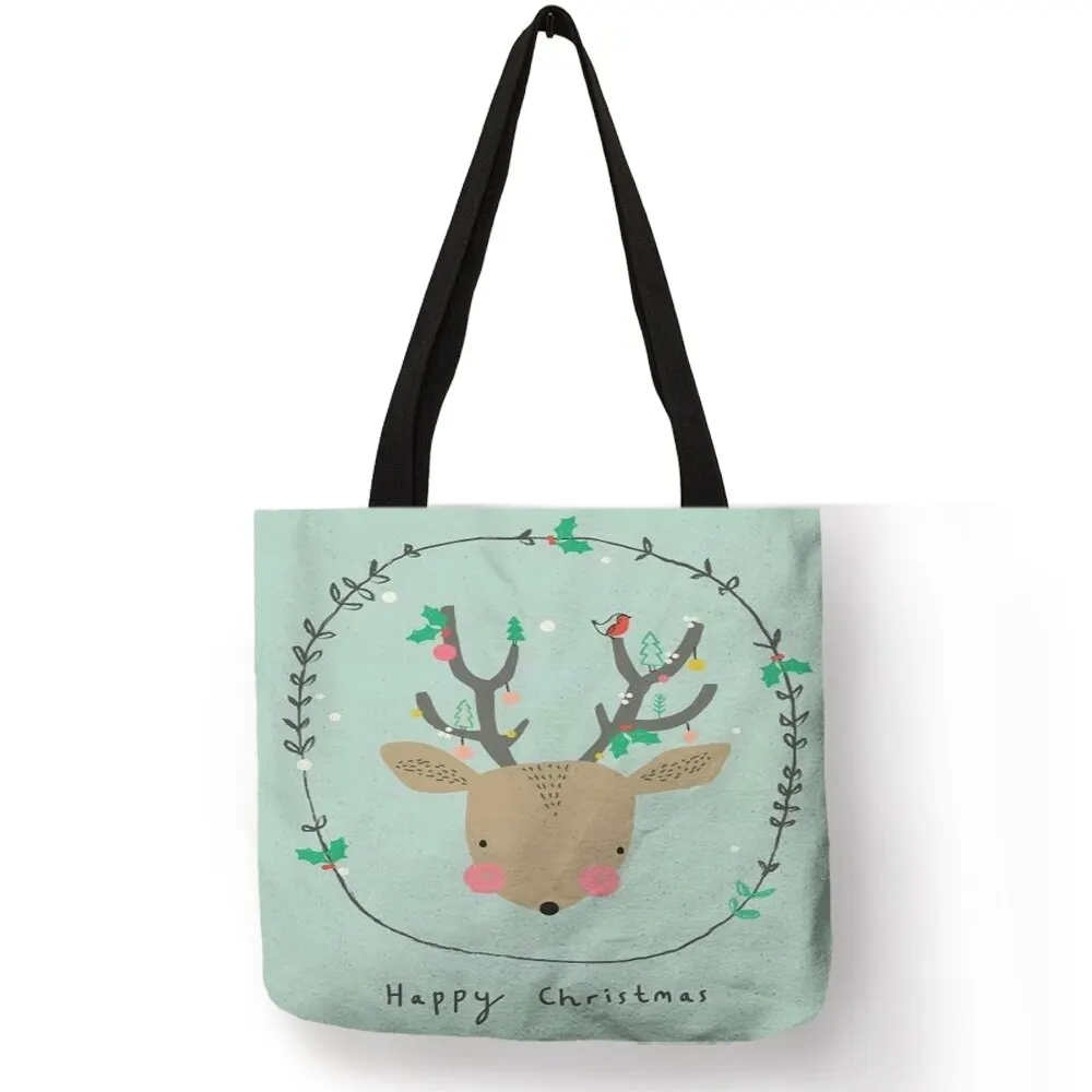 

Custom Print Christmas Tote Bag DIY Festive Print Tote Black Handled
