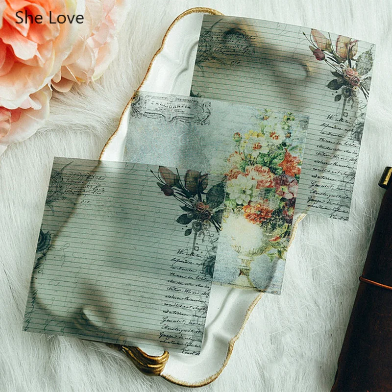 Chzimade 10 шт. винтажные кружевные бумажные наклейки с цветочным принтом для