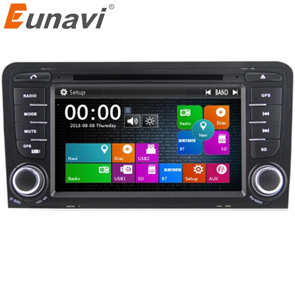Beste Eunavi 2 Din Auto Dvd-speler Voor Audi A3 S3 RS3 Met 3G Usb Gps Bt Ipod Fm Rds Subwoofer Met Auto Radio Gps-navigatie Gratis Kaarten