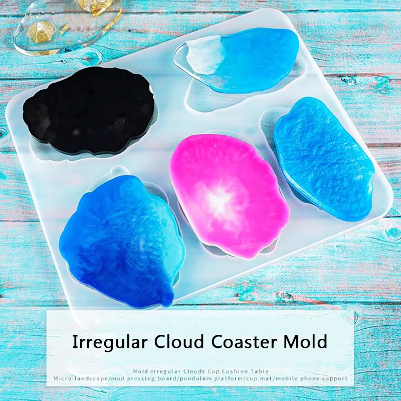 

5 Styles Irregular Cloud Shape Coaster Silicone Resin Mold DIY Tray Tea Coasters Epoxy Resin Mould Home Table Crafts Decoration