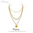Ожерелье из нержавеющей стали Yhpup, многослойное, с подвеской в виде портрета лица, 18 K, ювелирные изделия для девочек, 2021