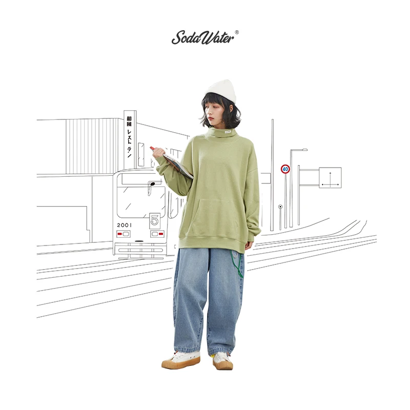 Мужские джинсовые брюки SODAWATER синие свободные прямые однотонные джинсы в