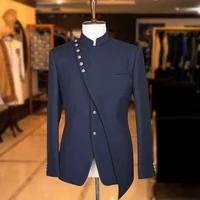 latest irregular costume men wedding suits stand collar groom blazer terno masculino slim fit 2 pieces jacketpant