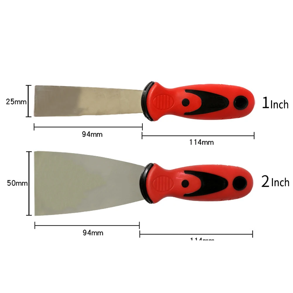 Набор для затирки шпателей и скребков для краски с нержавеющей стальной лезвией, включая сумку для инструментов, с ручкой.