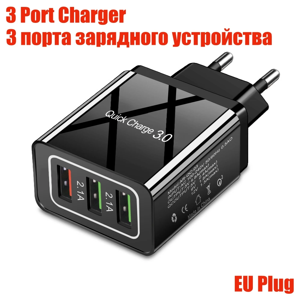 4 порта USB зарядное устройство Быстрая зарядка QC3.0 мобильный телефон зарядное устройство для смартфона usb зарядное устройство s ЕС мульти порт USB адаптер