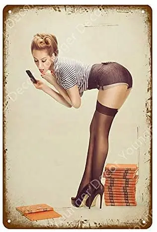 

Женская приносящая удачу девушка Винтажный стиль металлический знак железная живопись для дома и улицы Бар Кофе Кухня Настенный декор 8X12 д...