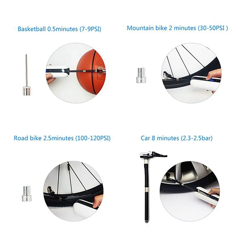 Comprar Bomba De Aire Inteligente Para Bicicleta Y Coche, Inflador De Aire Recargable Con Pantalla LCD, Bombeo Portátil Preciso, 150 PSI