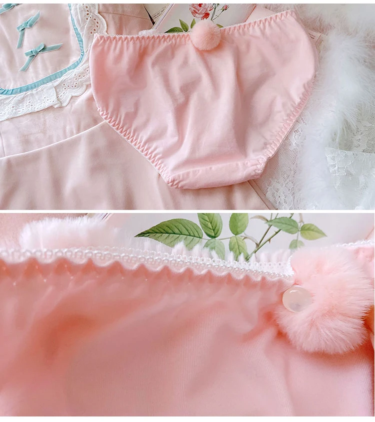plus size underwear sets Japanese Kawaii Plush Women Bra Set Lovely Soft Student Lingerie Cute Cartoon Embroidery Cat Underwear Sexy No Steel Ring Set cute underwear sets