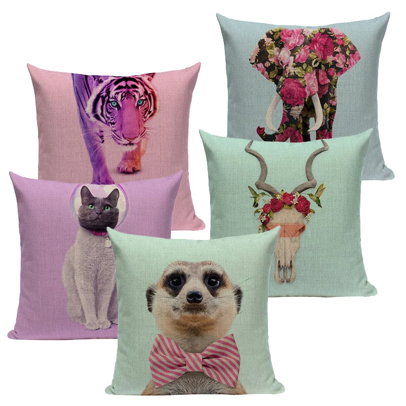 

Pink Blue Purple Cushion Cover Aniaml Snake Unicorn Throw Pillow Cotton Linen Decor Bedroom Home Sofa for Car Custom Pillow Case