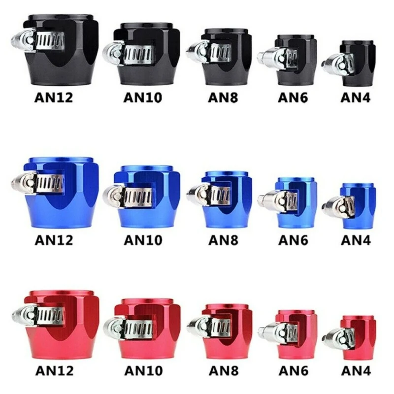 

2pcs Hose Clamp AN4 AN6 AN8 AN10 Fuel Pipe Clip Oil Water Tube Hose Fittings Finisher Clamps Hex Finishers
