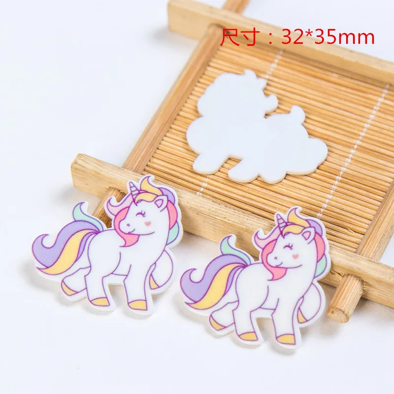 Плоский планарный полимер, единорог, смола для рукоделия, изготовления ювелирных изделий, день рождения, для девочек, «сделай сам», банты для волос, аксессуары, 10 шт./лот