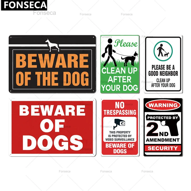 Остерегайтесь знака собаки Предупреждение ющий металлический знак охранный