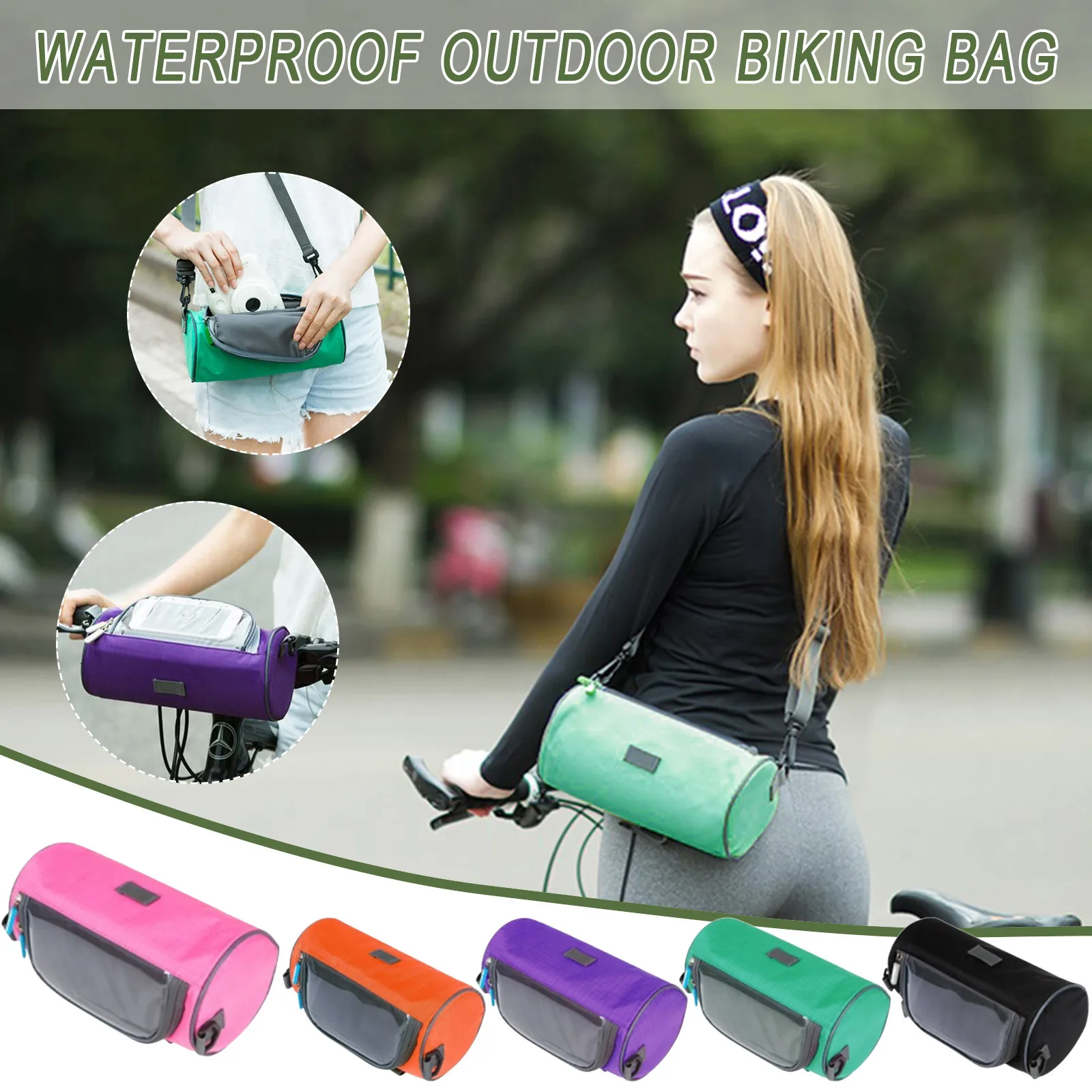 Большая велосипедная сумка на руль водонепроницаемая для телефона с поддержкой