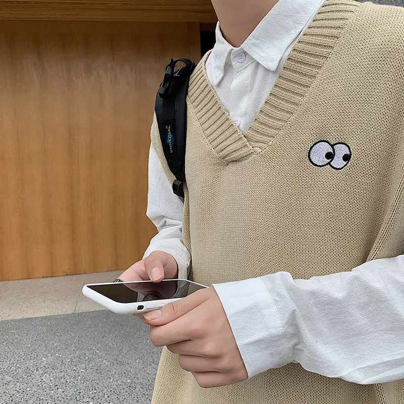 Свитер мужской однотонный с V-образным вырезом модный Повседневный пуловер