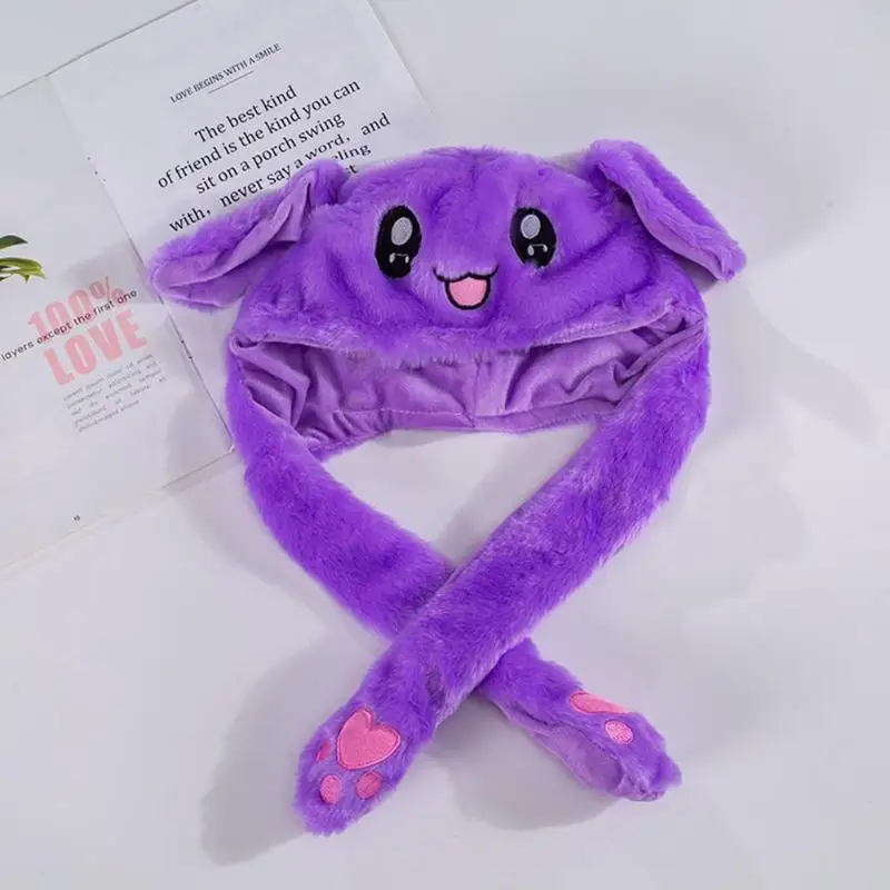 Funny Plush Rabbit Ears Hat Airbag Toy Hat Pinch Up Down Moving Ears Luminous Play Toys Cosplay Accessories Children Gift