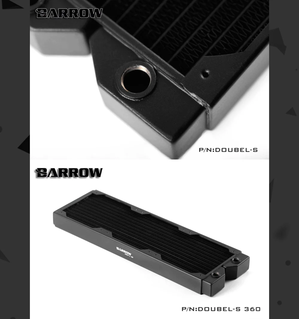 Barrow Doubel-S 360, радиатор с двойной волной 360 мм, толщина 34 мм, медный кулер с высокой плотностью, подходит для вентиляторов 120 мм