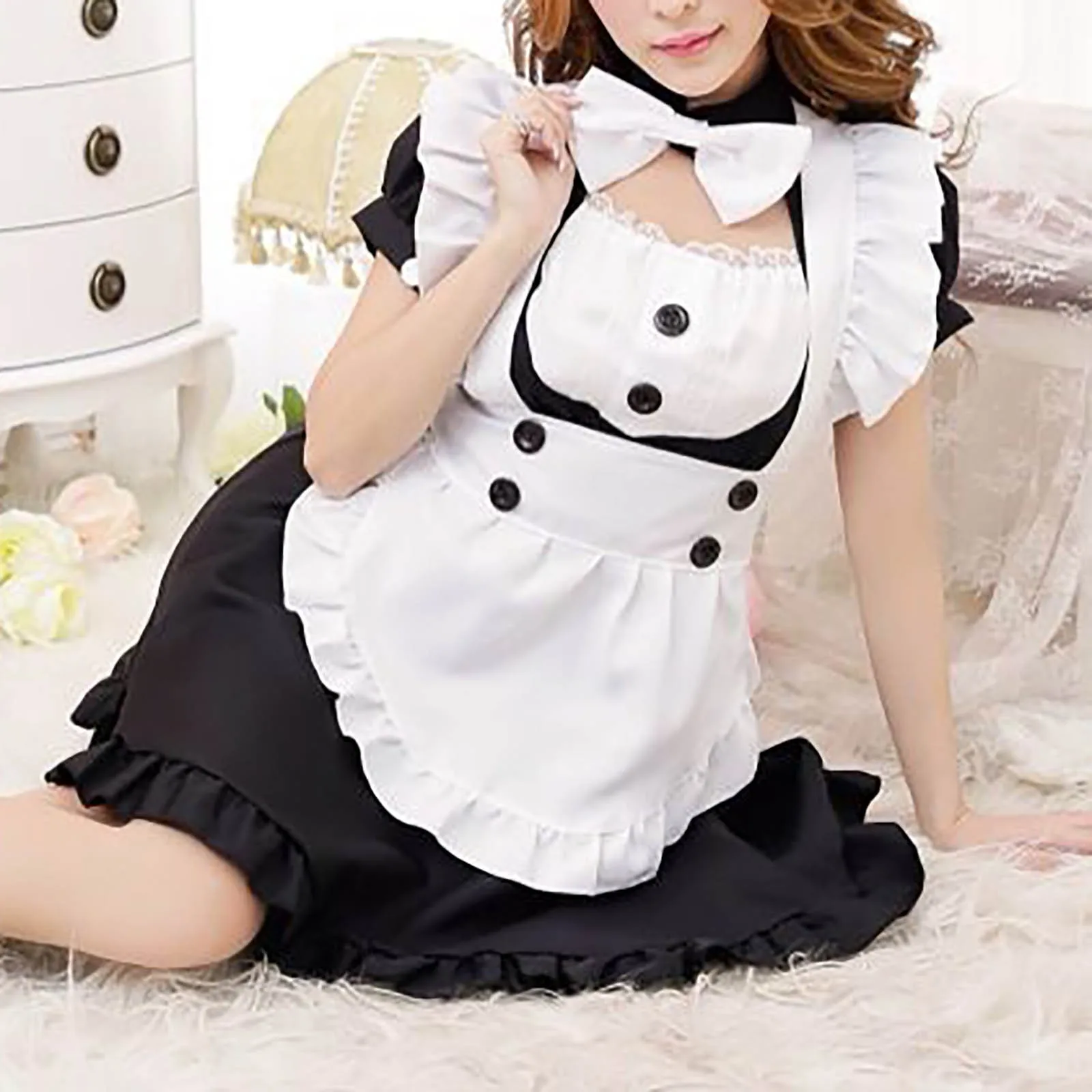 Женский костюм горничной платья Косплей Анимация для выступлений девочек