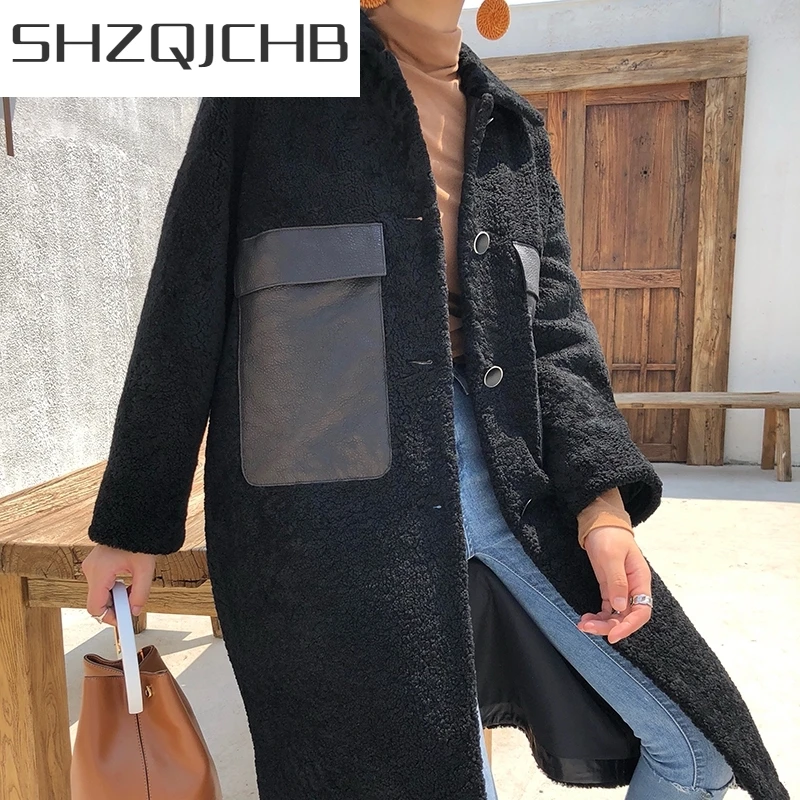 

JCHB 2021 Real Fur Women Coat Sheep Shearing Winter Coat Women Korean Fashion Lamb Fur Jacket for Women Clothes HHY-901 YY103