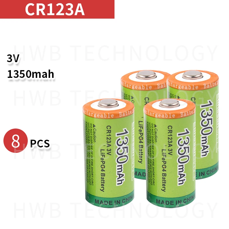 Набор из 8 Etinesan CR123A 3v 1350mAh аккумуляторная батарея LiFePO4 камера Аккумуляторный блок карманного электрического Заводская гарантия