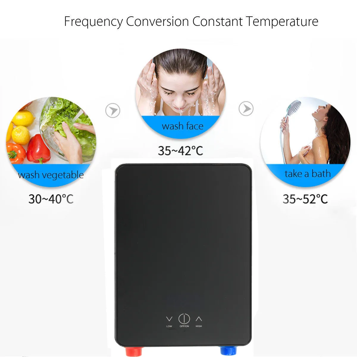 

6500W 220V Electric Hot Tankless Water Heater Bathroom Kitchen Instant Water Heater Temperature display Heating Shower Universal