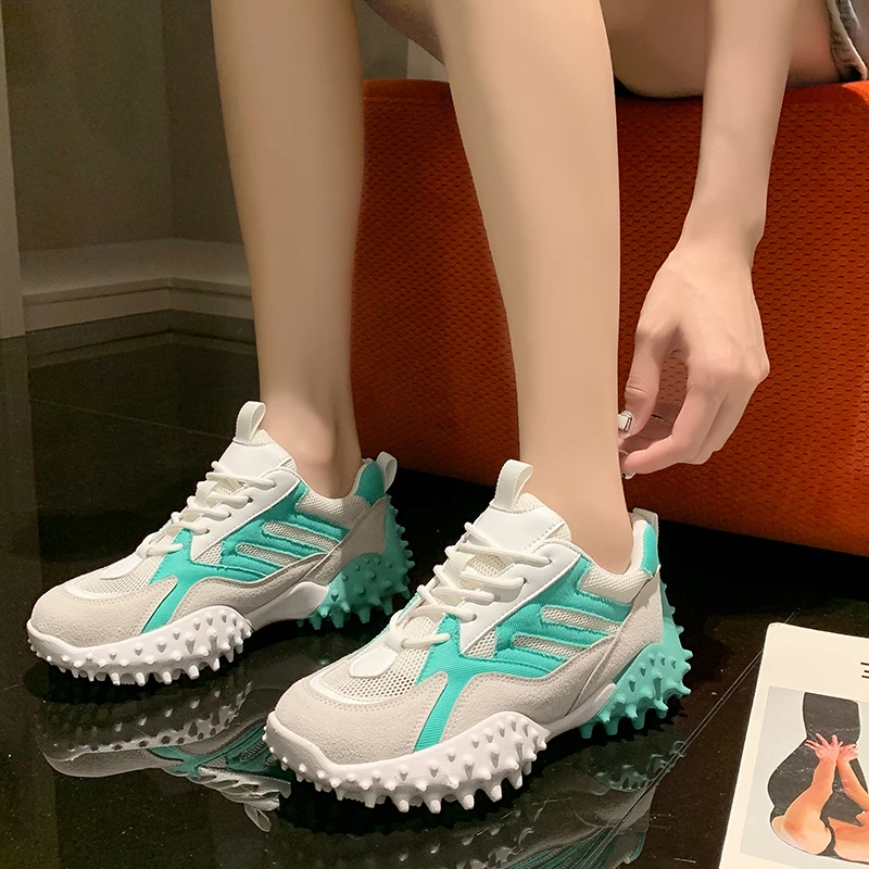 

2021 Hot Fashion Platform Sneakers Women Summer Comfortable Blue Pink Orange Flats Shoes For Women Casual Mesh Footwear Ladies
