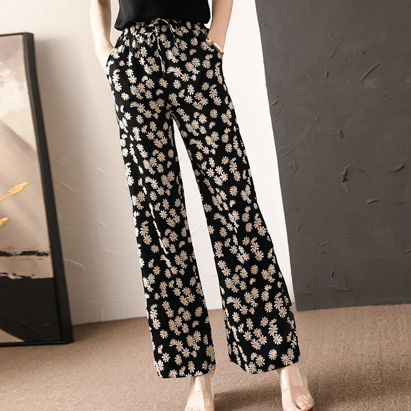 Новые модные летние красивые штаны французский шелк Tencel женские брюки с высокой