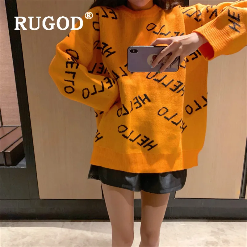 RUGOD Новое Осеннее поступление женский свитер Пуловеры с круглым вырезом