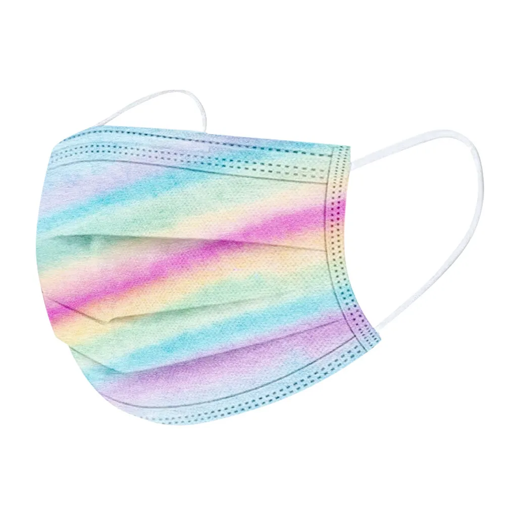 

Adult Tie-dye Gradient Printing Three-Layer Disposable Face Mask mondkapjes Dust-Proof Protective Breathing Mask mascar#3