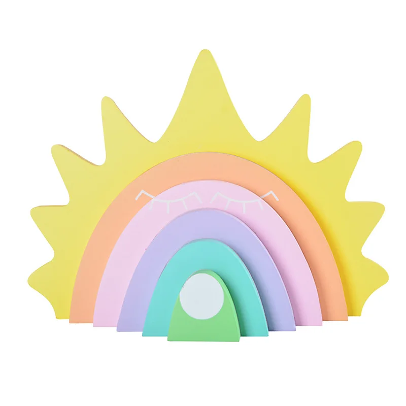 Деревянные игрушки радуги для раннего обучения развивающие строительные блоки