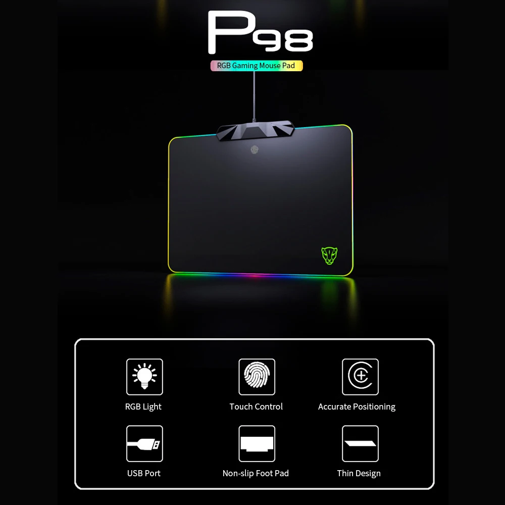 Игровой коврик для мыши Motospeed P98 RGB 350*250*3 5 мм проводной игровой со светодиодной