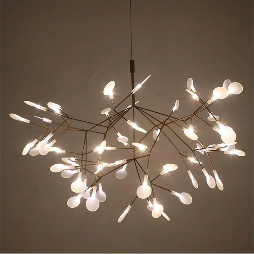 

Postmodern Led Chandeliers Lighting Fixtures Branch of Leaves Lustre Firefly Decor Hanging Lamp Living Room Restaurant Loft Lamp