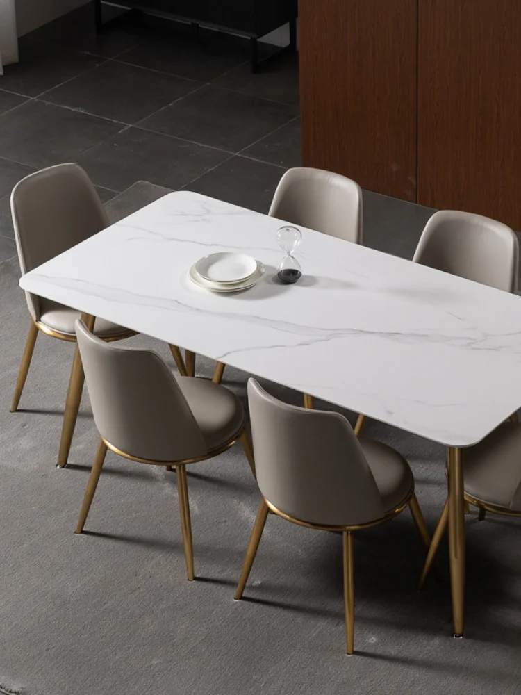 Итальянский минималистичный обеденный стол с каменной плитой современные 6