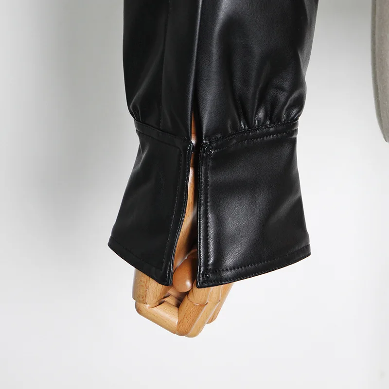 

Women Leather Crop Top Autumn Spring High Waist Belted Sexy Backless Blouse Shirt