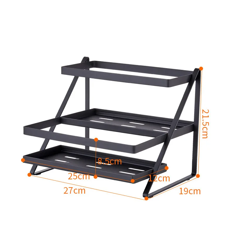 

Double Layer Sink Stand Black Stainless Steel Kitchen Spice Rack Seasoning Boxes Container Bottles Jars Organizer Shelf