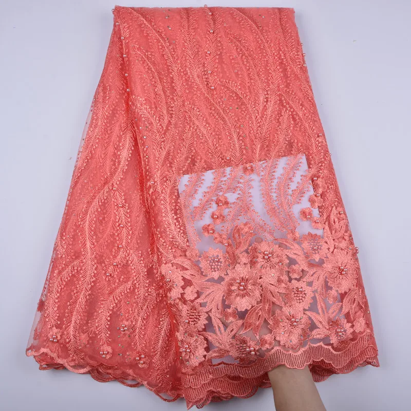 Новейшие нигерийские африканские сетчатые кружевные ткани с камнями