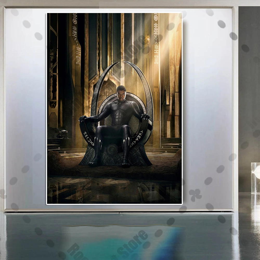 Постер фильма "Чёрная Пантера" супергерой Disney Авенджерс: холстовая картина для стены в гостиной домашнего декора.